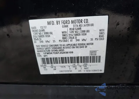 2018 Ford Explorer Xlt из США, поврежденный, VIN 1FM5K7D87JGA56109